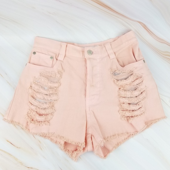 MINKPINK Pants - MINKPINK Slasher Distressed Highwaisted Shorts